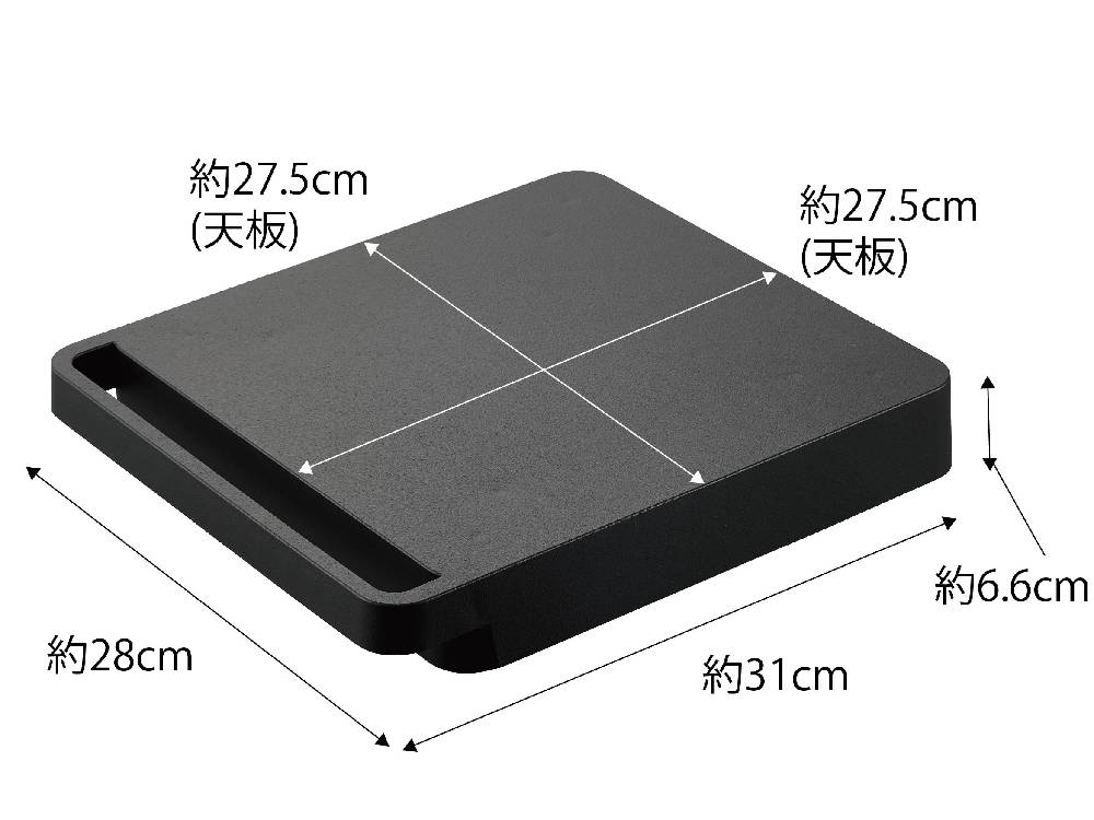 ポリプロピレン製の【tower/タワー】自立する正方形台車に、カッティングボードと蓋が付属している様子。スチールキャスターが搭載され、約40kgの耐荷重に対応。