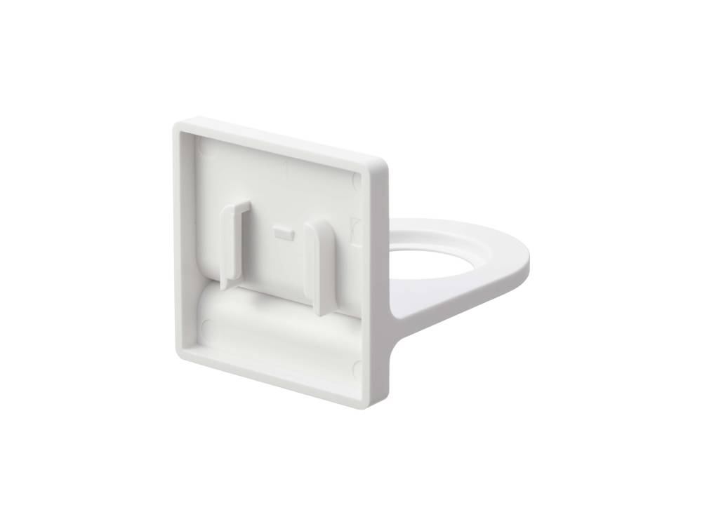 プラスチック製の【MIST/ミスト】フィルムフックディスペンサーホルダー。横幅約6cm、高さ約6cmのABS樹脂ホルダーにフィルムフックが取り付けられている製品