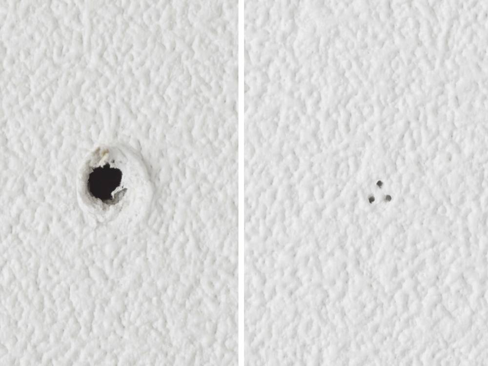 石こうボード壁に対応したスチール製折り畳み棚「タワー」。使用時サイズは幅約41cm、奥行26cm、高さ25.5cmで、収納時は幅41cm、奥行4cm、高さ25.5cm。マグネットとシリコーンクッションが付属しています。