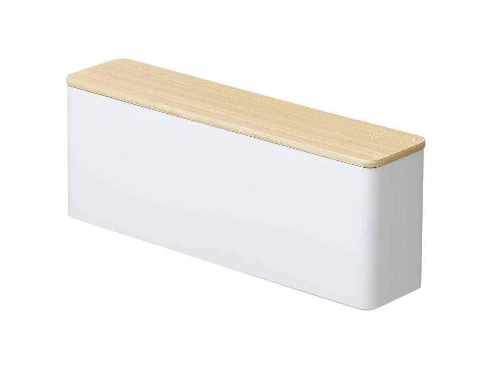 白色のPS樹脂製容器と天然木の蓋を持つ【tosca/トスカ】ネイル収納ケース