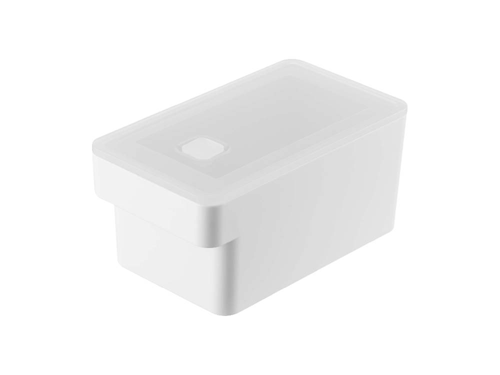 タワーシリーズのハンドル付き密閉フードコンテナ。透明なポリプロピレン製プラスチック容器。