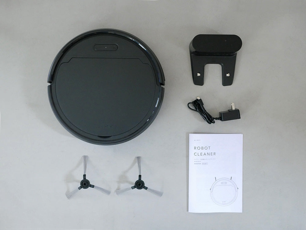 黒色のAiMYロボットクリーナー電子掃除機の画像