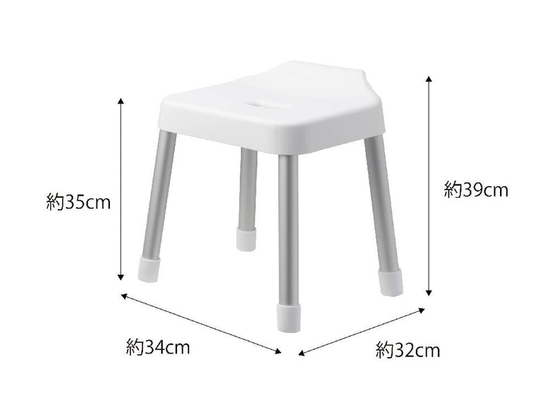 白色の【MIST/ミスト】引っ掛け風呂イス SH35。ポリプロピレン製座面とアルミニウム合金パイプを使用した浴室用引っ掛け式イス。