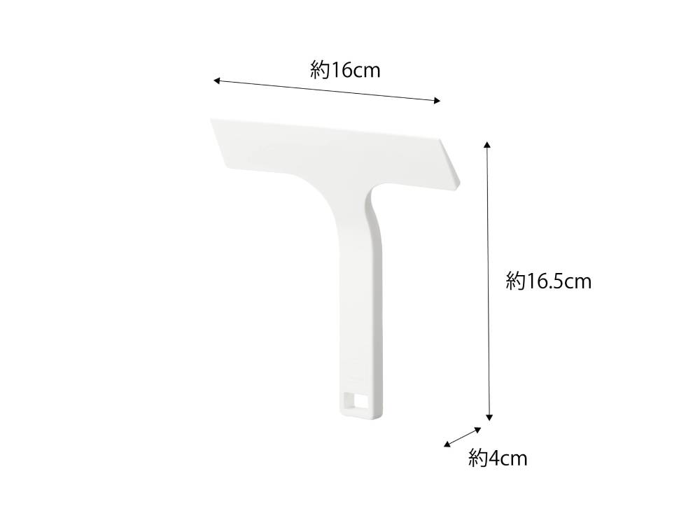 白色の「tower/タワー」マグネット水切りワイパーSがスチールの壁面に取り付けられている様子