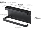 スチール製の石こうボード対応トレー付きアンブレラホルダー。幅約20cmでトレーと耐荷重バーを備えたスマートなデザイン