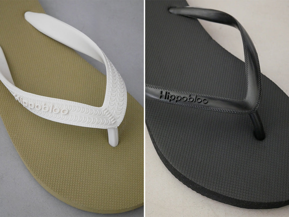 銀色のスリッパ型ビーチサンダル「ヒッポブルー」