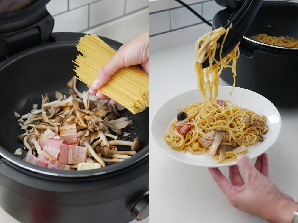 AINX全自動調理スマートオートクッカー本体と付属品がキッチンに並んでいる様子