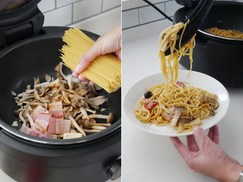 AINX全自動調理スマートオートクッカー本体と付属品がキッチンに並んでいる様子