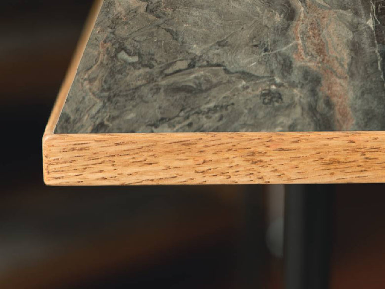 自然素材を使用したPOL 2wayダイニングテーブルのオーク無垢材天板とマーブル模様のデザイン