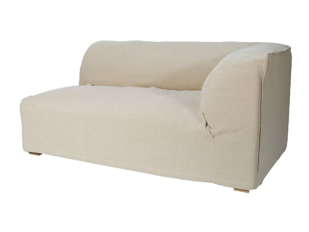 アデペシュのフレンチリネンソファ、ナチュラルリネン生地とアッシュ無垢材の脚を使用した上品なデザイン