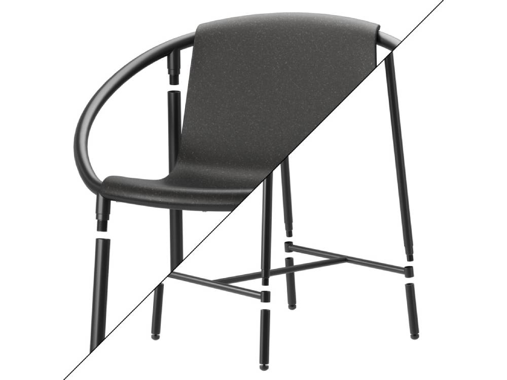 【Umbra/アンブラ】リンゴ カウンタースツール。鋼鉄とアルミニウム製のグレーアウトドア用金属チェア。