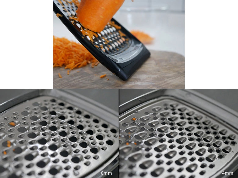 NONOJI限定ブラックのキャベピィMAXとサラダおろしセット。黒色のキッチン用おろし器具が並んでいる様子