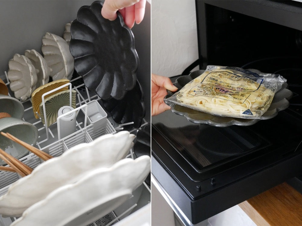 トウジキトンヤのリンカ、白練磁器製のぽってりとした花皿セット