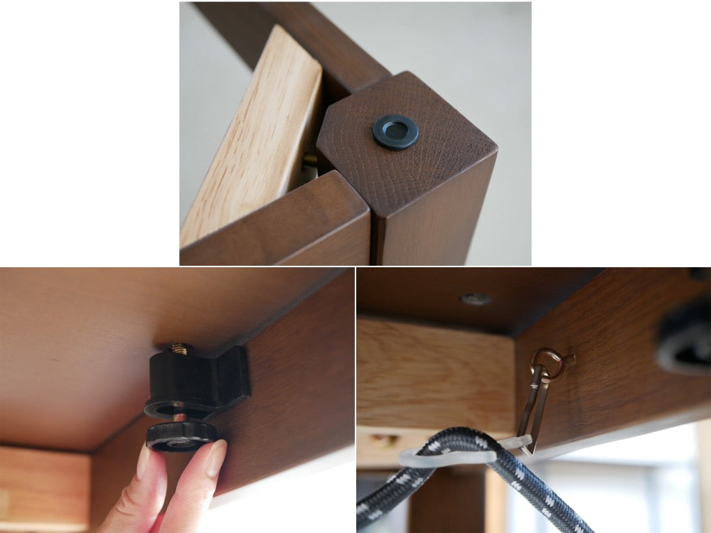 オーク木材と金属を使用した高さ調節可能なリビングこたつ