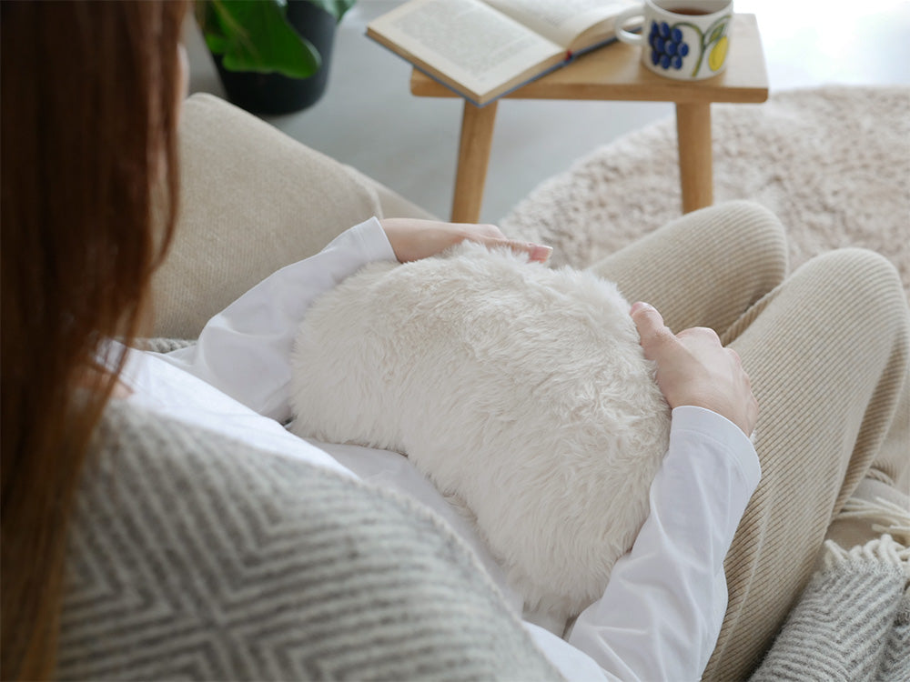 QUADSの蓄熱式湯たんぽ toron と柔らかなポリエステルクッションの画像