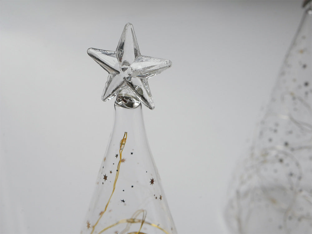 LEDライト付き銀色ガラスのクリスマスツリーオーナメント