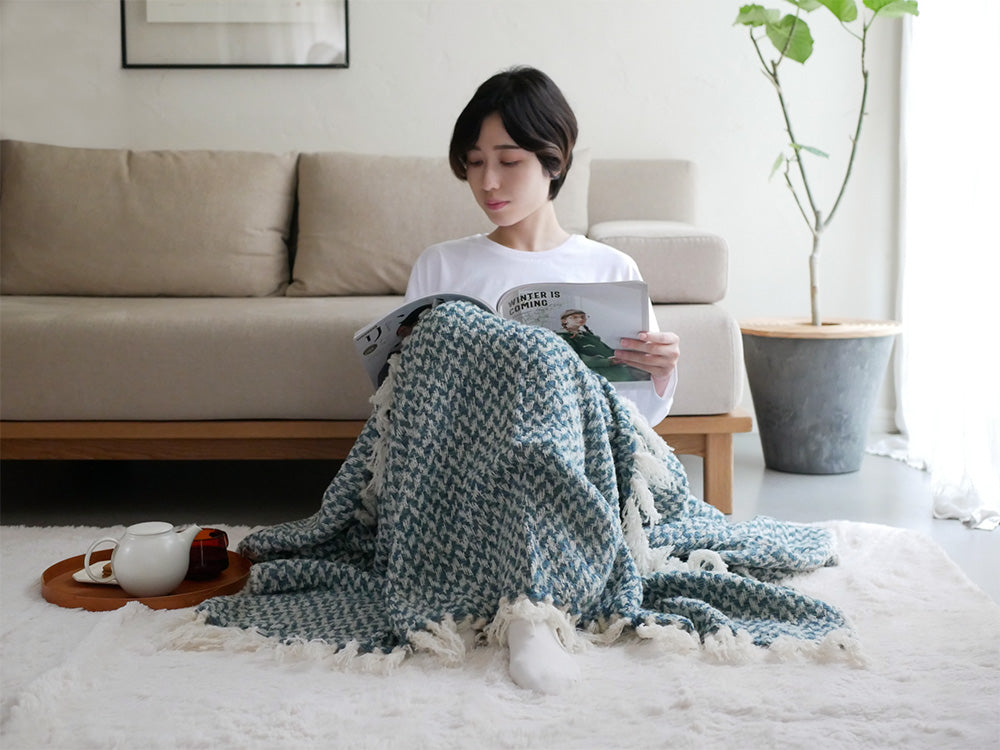shesay（シセイ）のレジャリーウールブランケット、90％毛と10％ナイロンの天然素材で快適なLサイズ