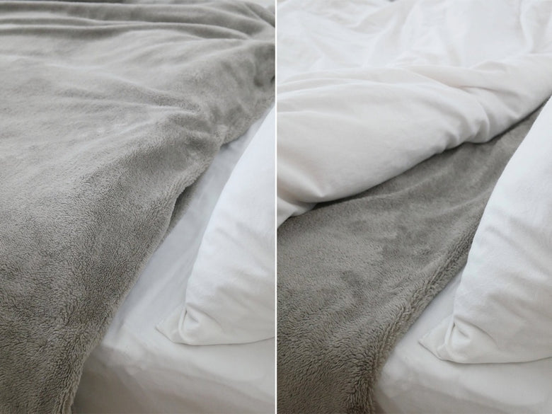 Le boisルボアのポリエステル製2WAY掛け布団カバーが整えられたベッドに掛けられている様子