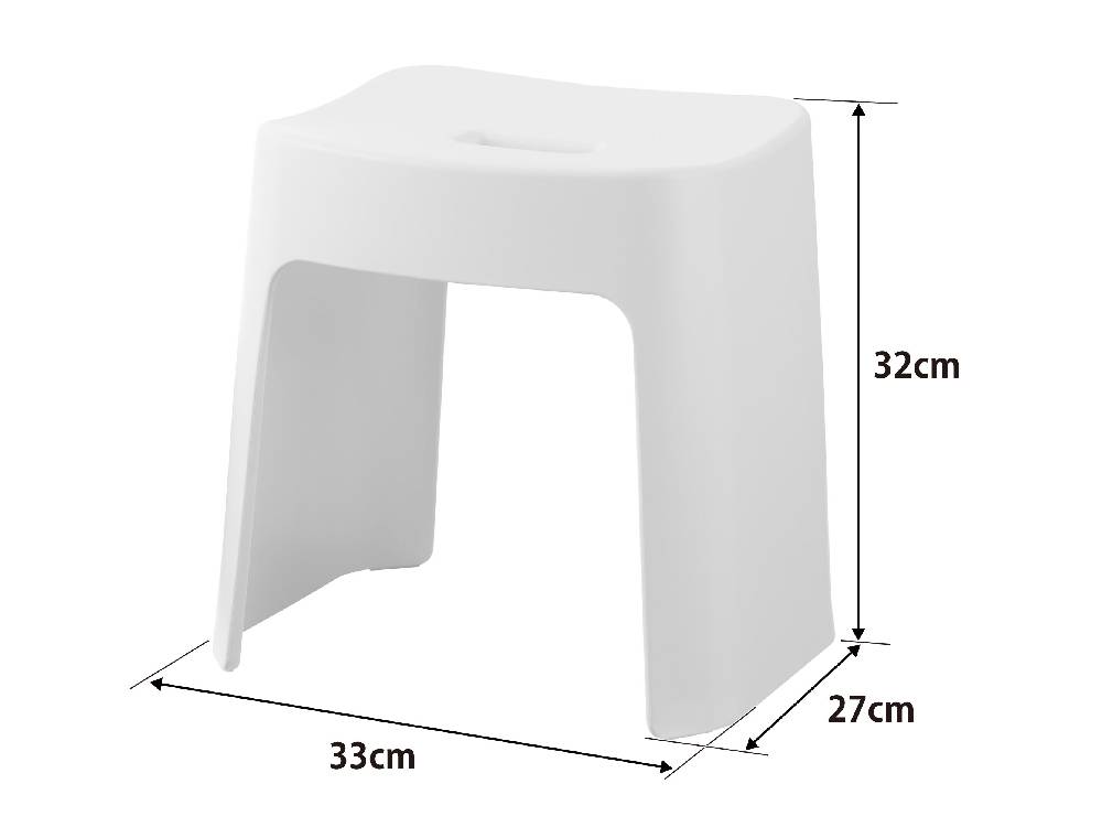 白色のプラスチック製マグネットステップスツール。浴室の壁に取り付ける踏み台です。