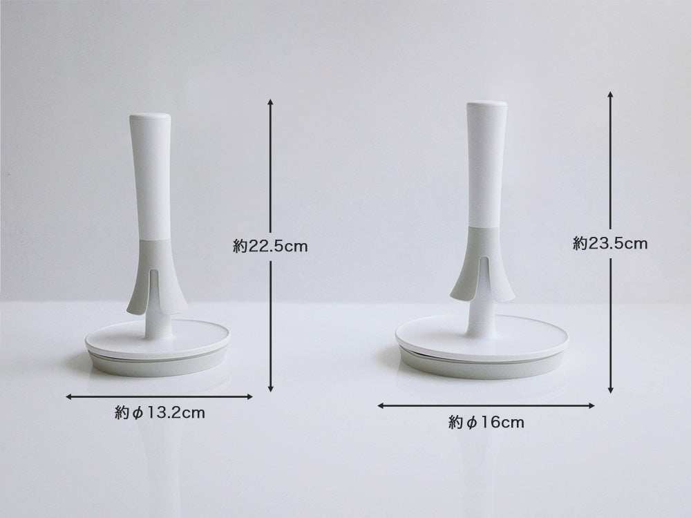 プラスチック製の【マーナ】片手操作可能な倒れないキッチンペーパーホルダー、吸盤付きの円形土台