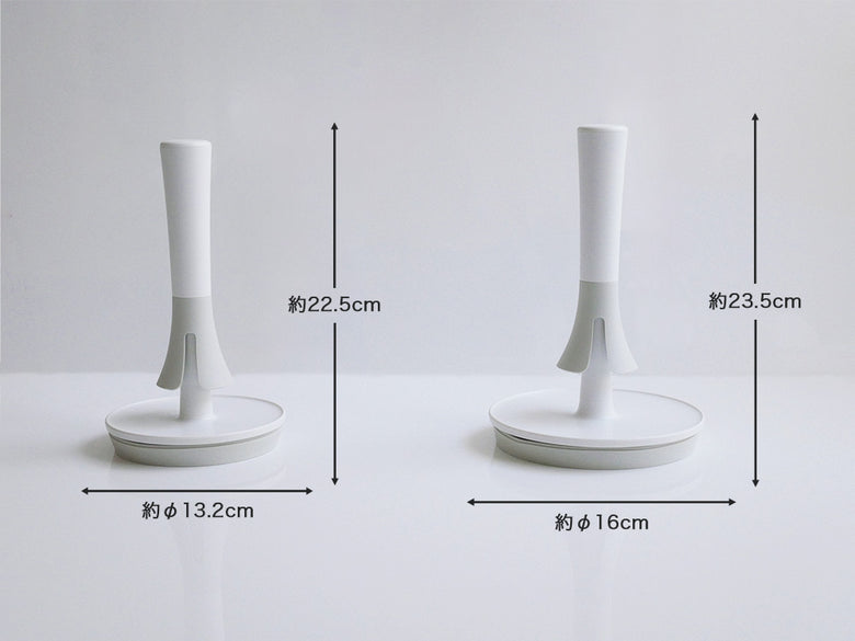 プラスチック製の【マーナ】片手操作可能な倒れないキッチンペーパーホルダー、吸盤付きの円形土台