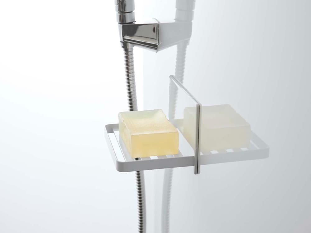 スチールとアルミニウム製のマグネットバスルーム用ソープトレー。滑り止めシリコーン付きで壁面に簡単に取り付け可能