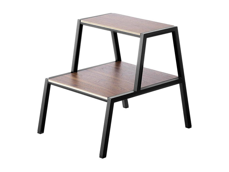 天然木と金属製の踏み台に観葉植物