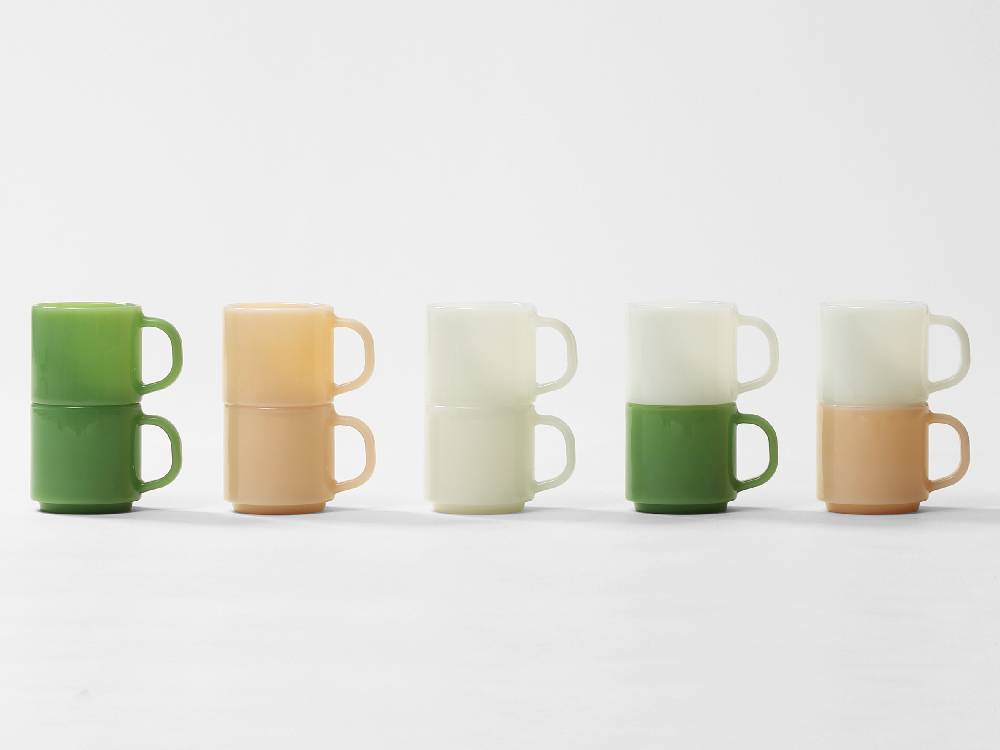 イデアコ製ホウケイ酸ガラスのミルクグラスマグカップ2個セット