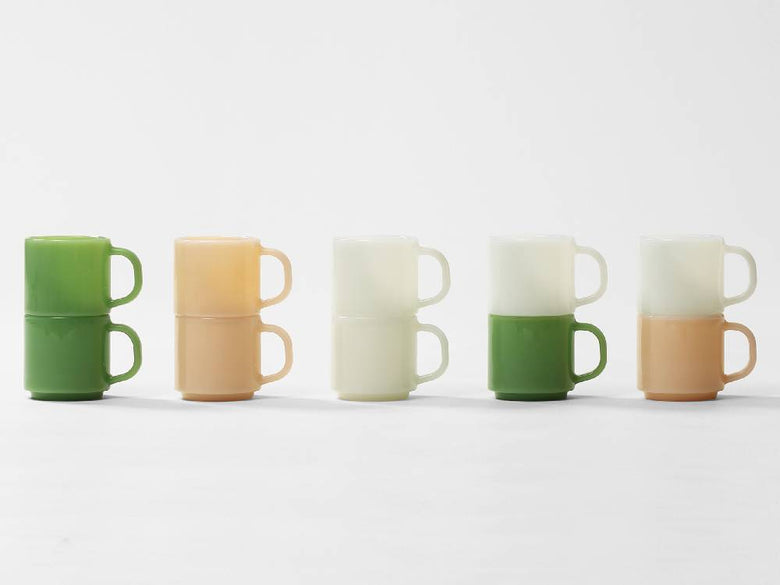 イデアコ製ホウケイ酸ガラスのミルクグラスマグカップ2個セット