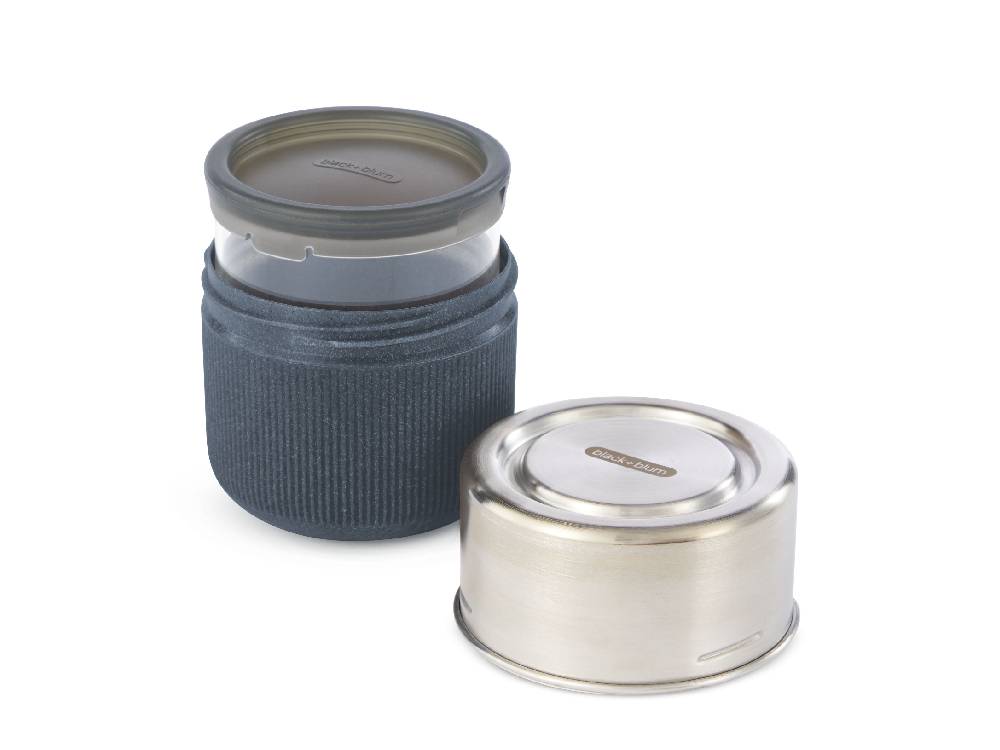 ブラックブルムのガラスランチポットとボウル、蓋付き