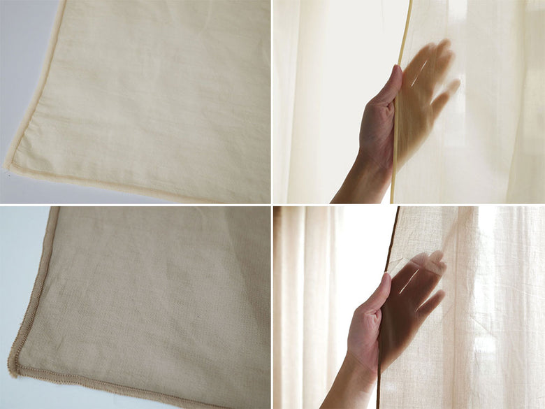 綿100％アイボリーのクリップ留めカーテン 130x165cm