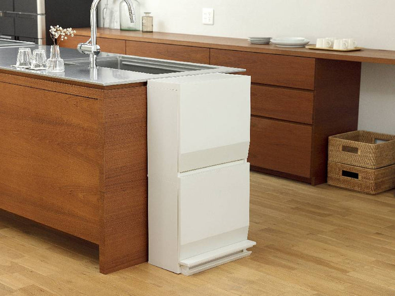 木調の二段ペダル分別ストッカー