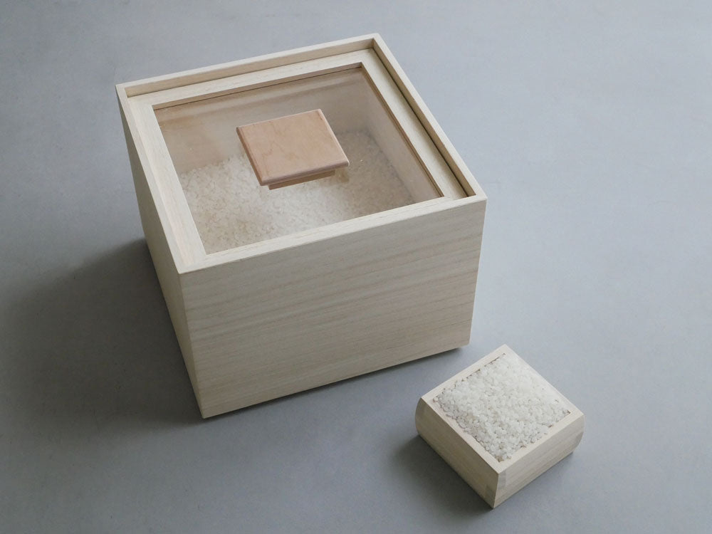 増田桐箱店の蜂蜜蝋仕上げ木製米びつ