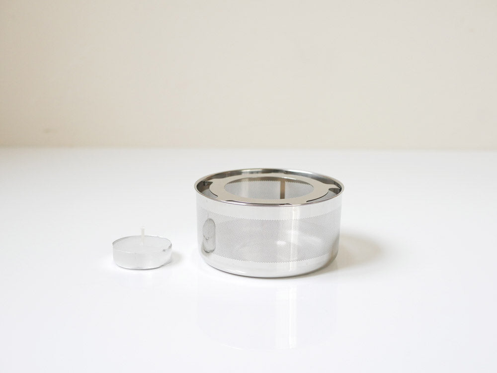 シルバーとニッケルの円筒形ワンタッチティーポット