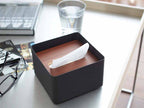 蓋付き天然木とスチール製のティッシュケース