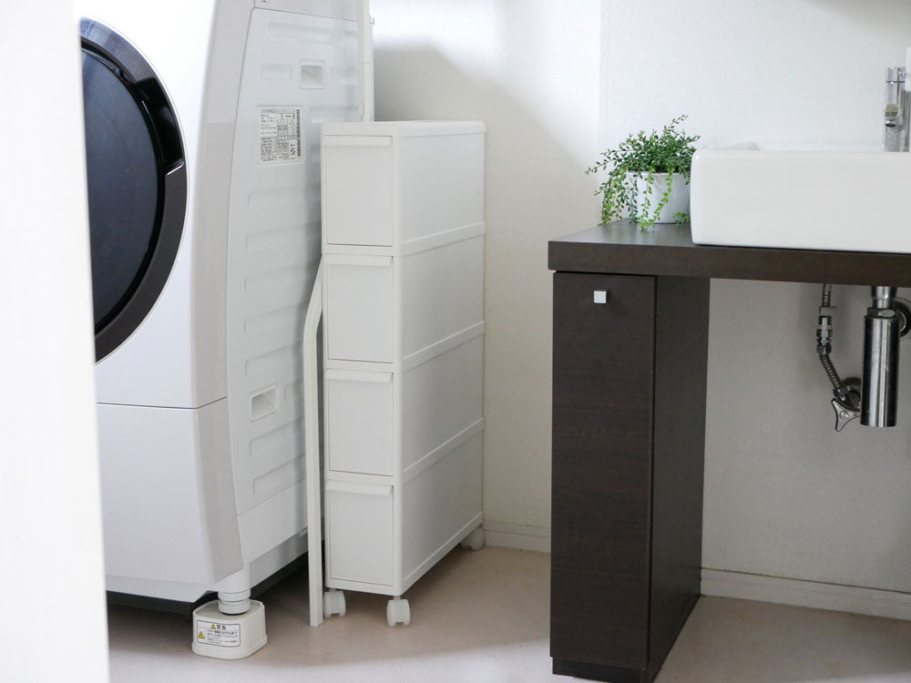 【like-it/ライクイット】スリムストレージ ４段 キャスター付き