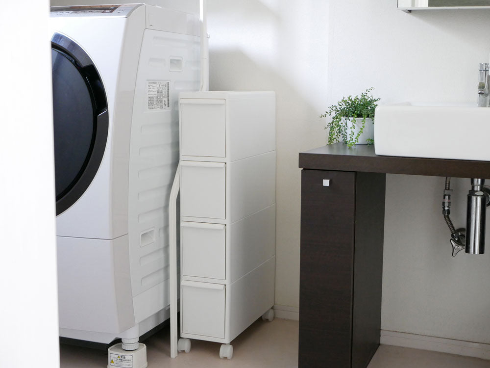 【like-it/ライクイット】スリムストレージ ４段 キャスター付き