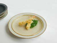 丸皿L / ホワイト×純金網