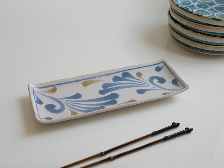 【awasaka/アワサカ】職人筆の味わいを感じる和モダンなうつわ Brush Blue