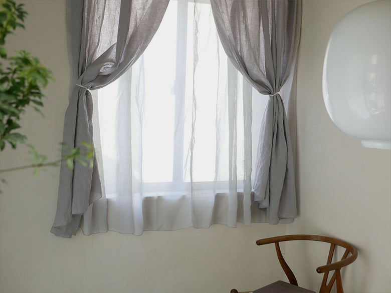 【natsusobiku】リネンのクリップ留めレースカーテン 1枚