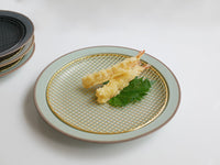 丸皿L / グリーン×純金網