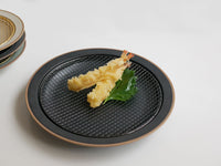 丸皿L / ブラック×黒酸化網