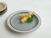 丸皿L / ライトグレー×黒酸化網