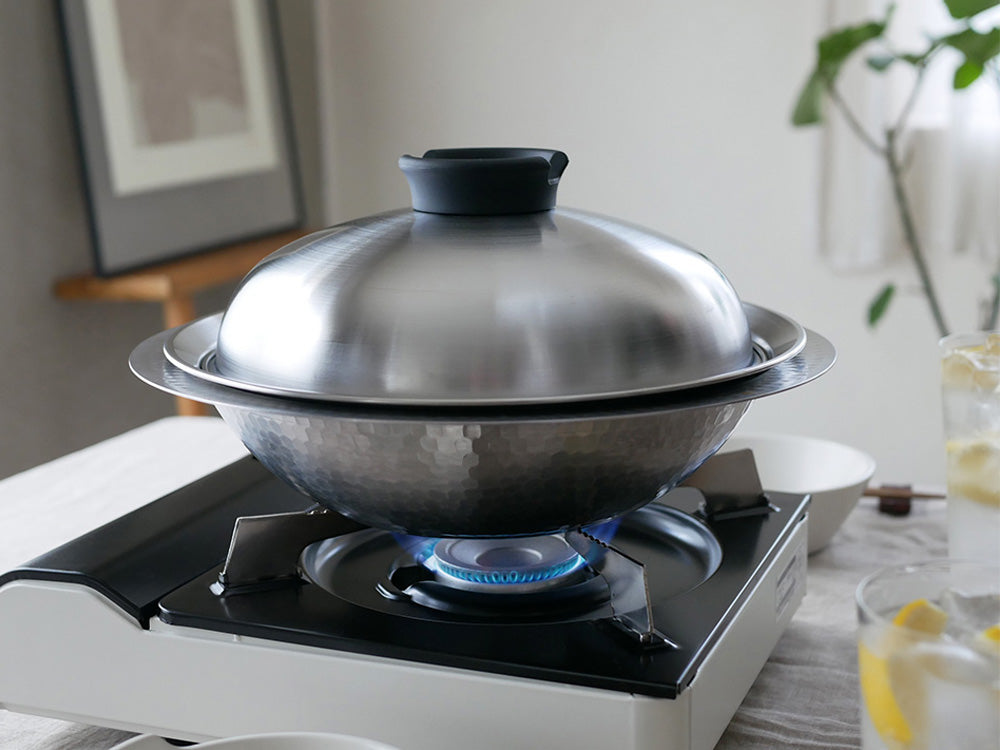 《蒸し器セット》【Arnest/アーネスト】とにかく洗いやすいステンレス卓上鍋/のせるだけ蒸し器