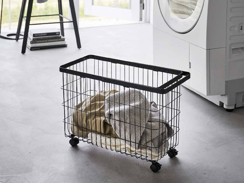 【tower/タワー】ランドリーバスケット キャスター付き ワイド&ロー